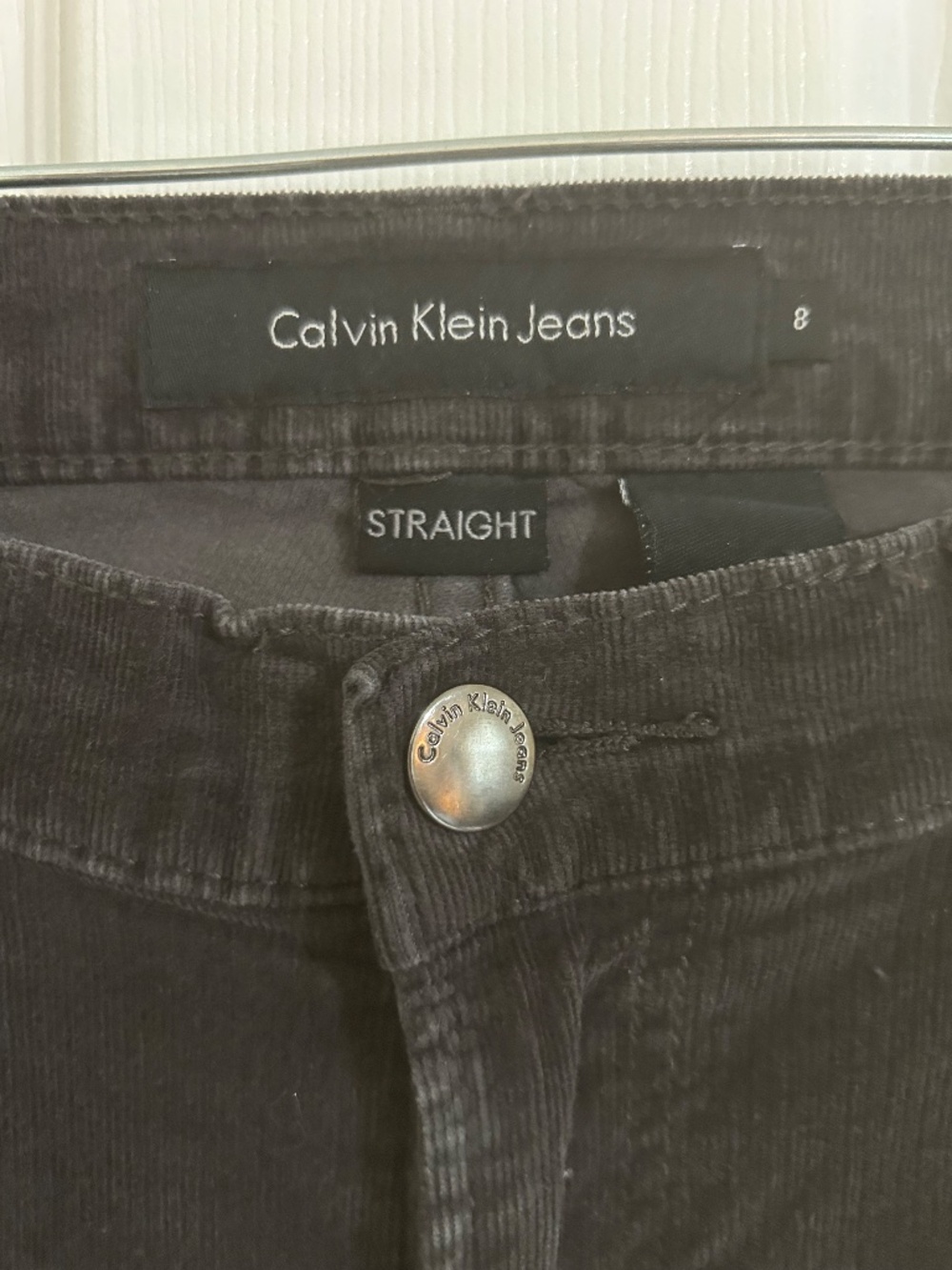 Calvin Klein Jeans Washed Black Corduroy Straight Leg Pants Size 8 - Picture 1 of 13